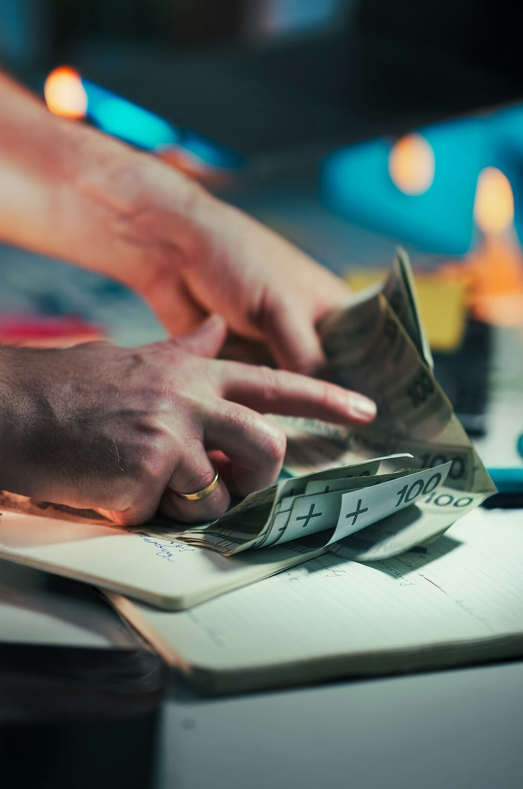 person reviewing medical bills