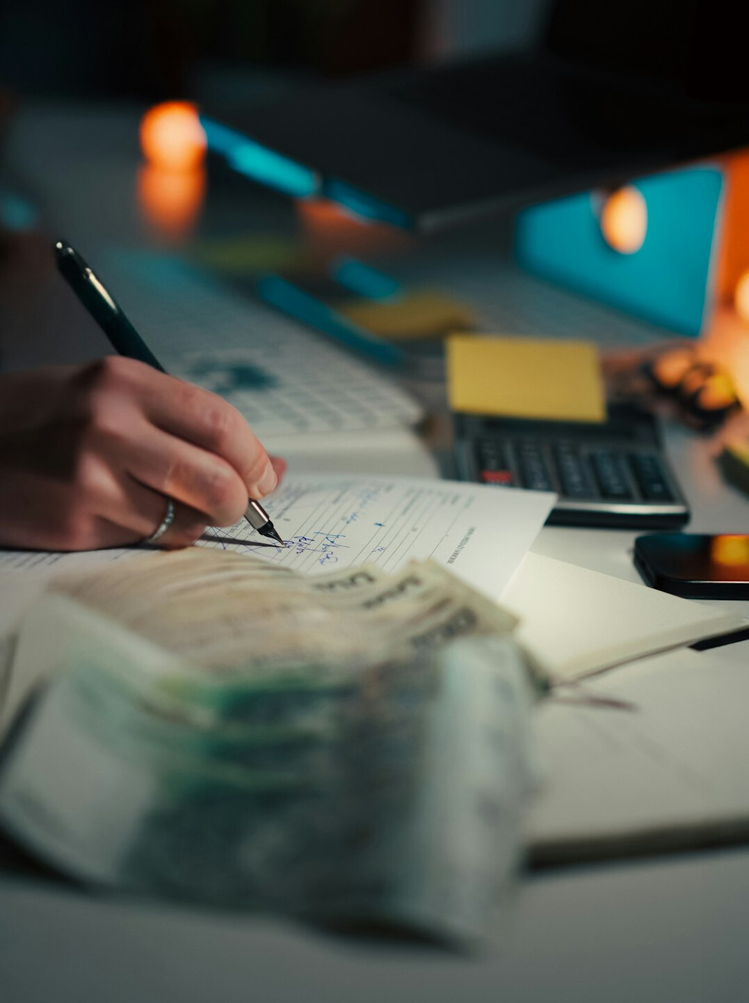person reviewing medical bills