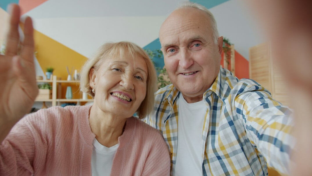 elderly grandparents with family